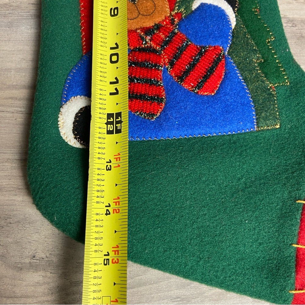 Vintage Christmas Stocking Felt Applique with Reindeer Design Noel - Picture 6 of 7